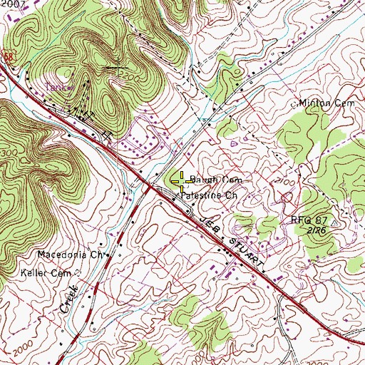 Topographic Map of Baugh Cemetery, VA