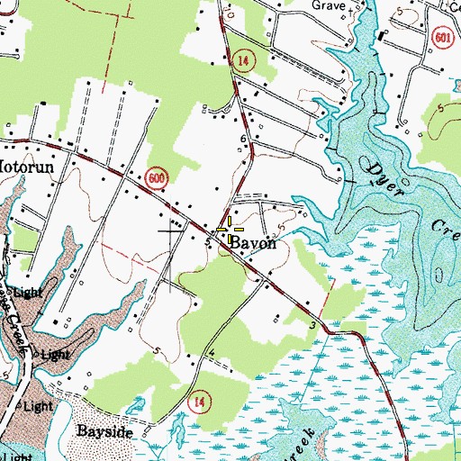 Topographic Map of Bavon, VA