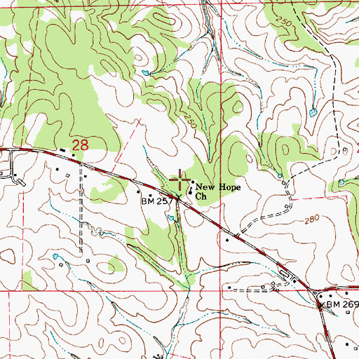 Topographic Map of New Hope (historical), AL