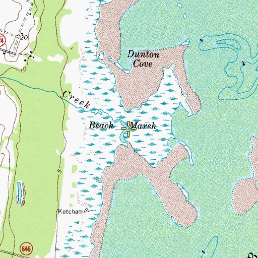 Topographic Map of Beach Marsh, VA