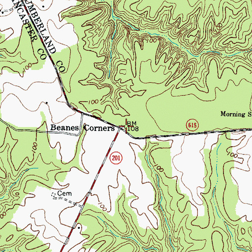 Topographic Map of Beanes Corners, VA