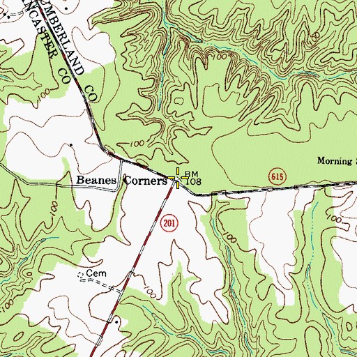 Topographic Map of Beanes Corners, VA