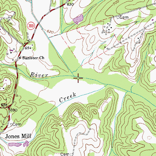 Topographic Map of Bearskin Creek, VA