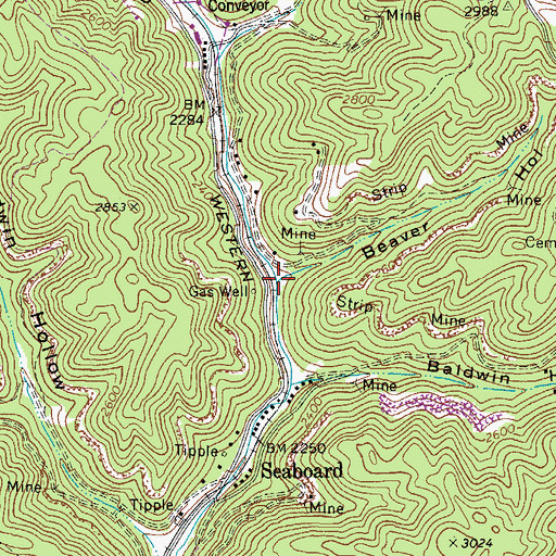 Topographic Map of Beaver Hollow, VA