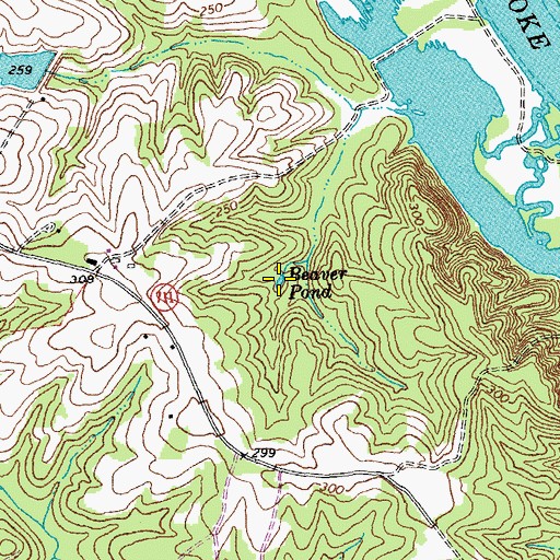 Topographic Map of Beaver Pond, VA