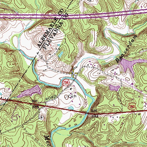 Topographic Map of Beaverdam Creek, VA