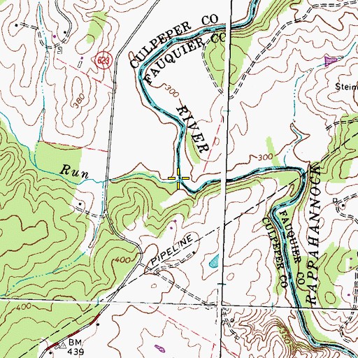 Topographic Map of Beaverdam Run, VA