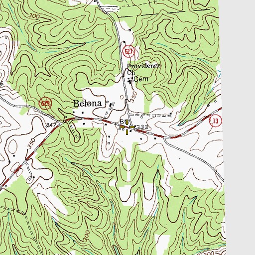 Topographic Map of Belona, VA
