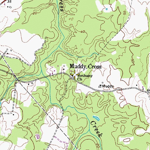 Topographic Map of Bethany Church, VA