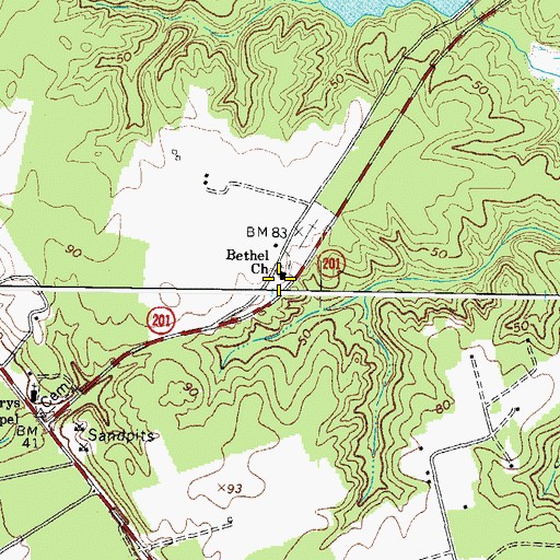 Topographic Map of Bethel Church, VA