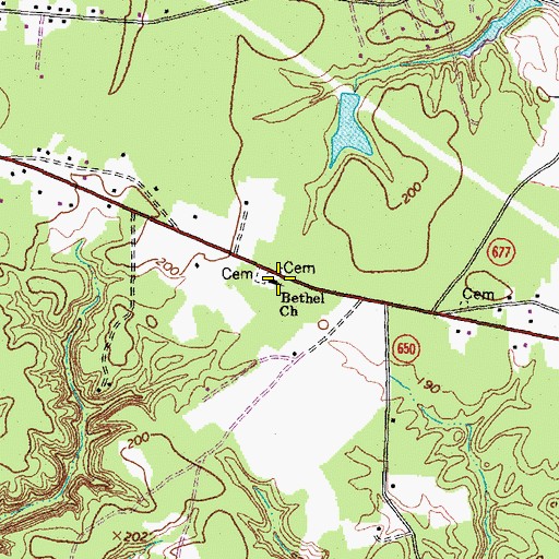 Topographic Map of Bethel Church, VA