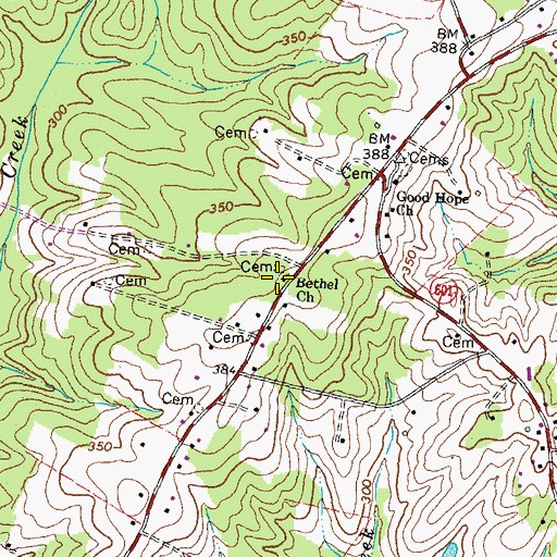 Topographic Map of Bethel Church, VA