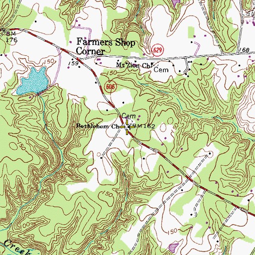 Topographic Map of Bethlehem Presbyterian Church, VA