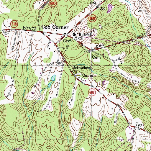 Topographic Map of Bethlehem Church, VA