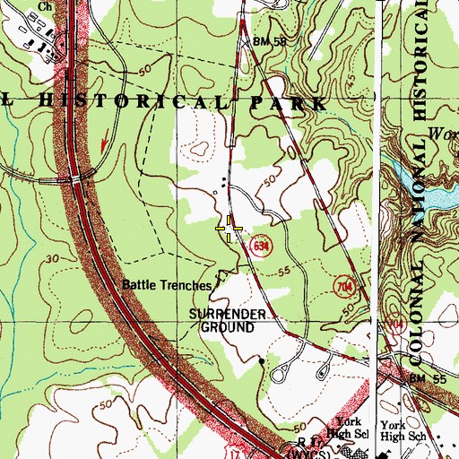 Topographic Map of Beulah Church, VA