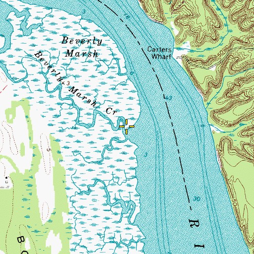 Topographic Map of Beverly Marsh Creek, VA