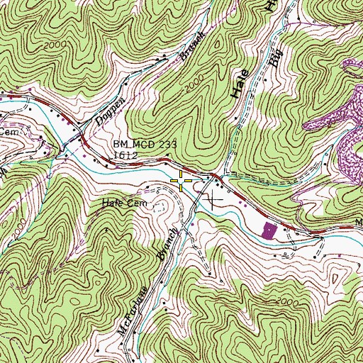 Topographic Map of Big Branch, VA