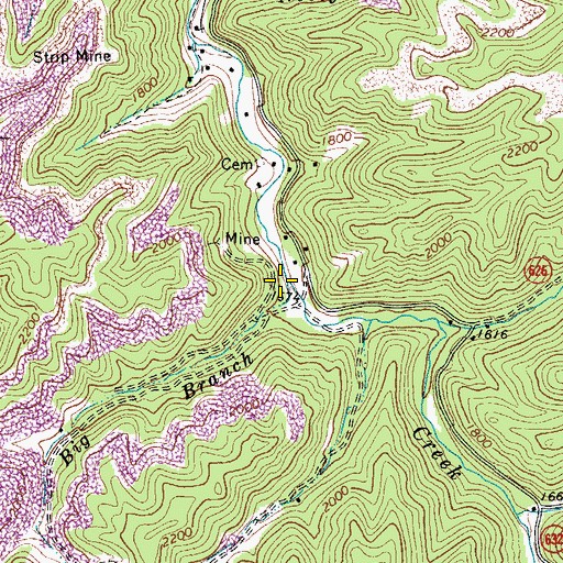 Topographic Map of Big Branch, VA