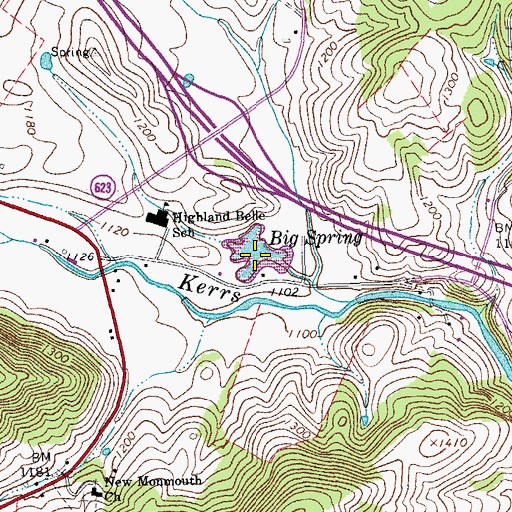 Topographic Map of Big Spring, VA