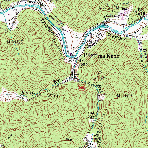 Topographic Map of Bill Keen Branch, VA