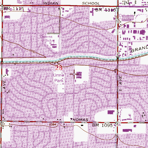 Topographic Map of Justine Spitalny School, AZ