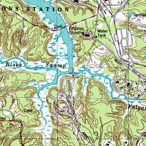 Topographic Map of Black Swamp, VA