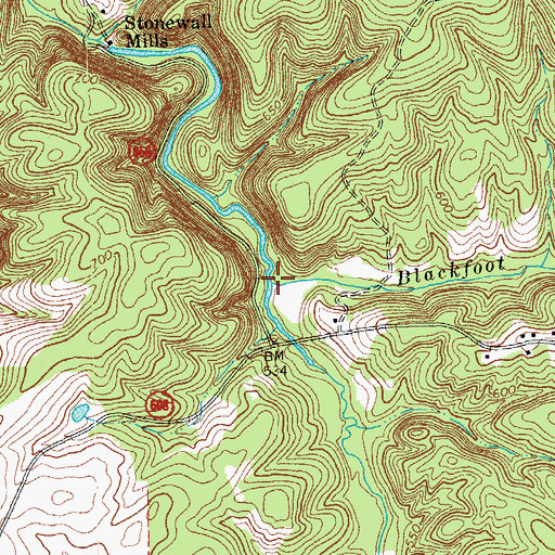 Topographic Map of Blackfoot Creek, VA