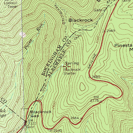 Topographic Map of Blackrock Shelter, VA