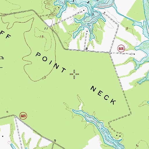 Topographic Map of Bluff Point Neck, VA