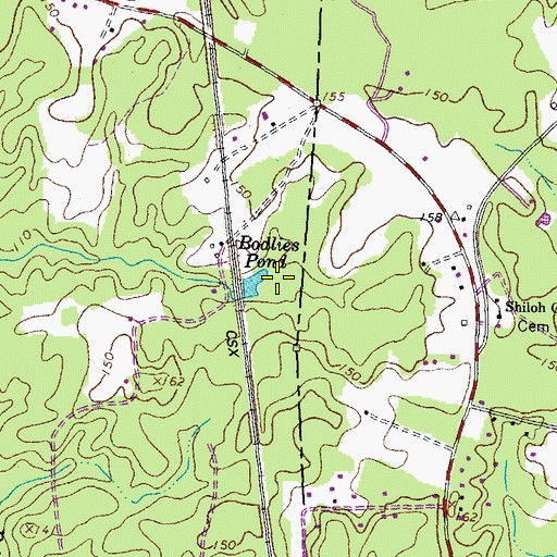 Topographic Map of Bodlies Pond, VA