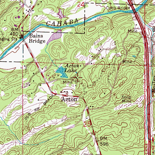 Topographic Map of Booth Mine, AL