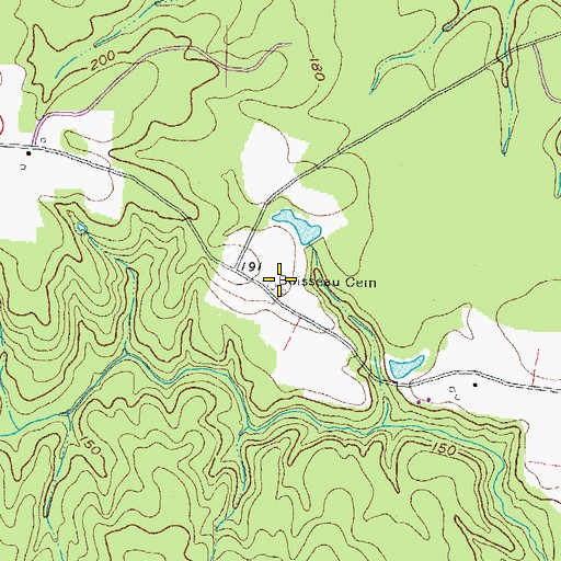 Topographic Map of Boisseau Cemetery, VA