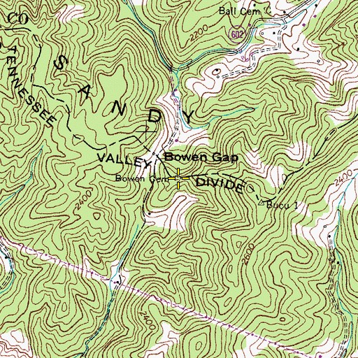 Topographic Map of Bowen Cemetery, VA