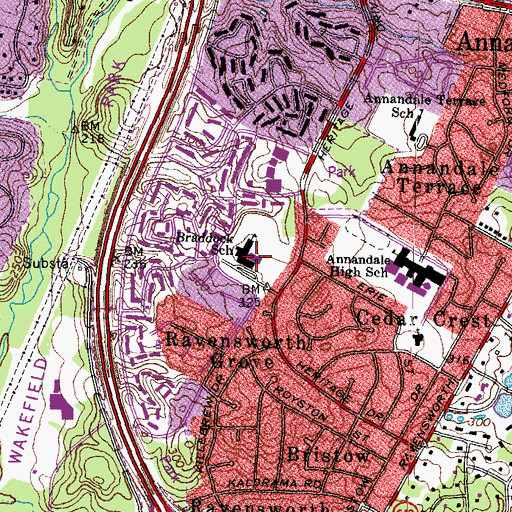 Topographic Map of Braddock Elementary School, VA