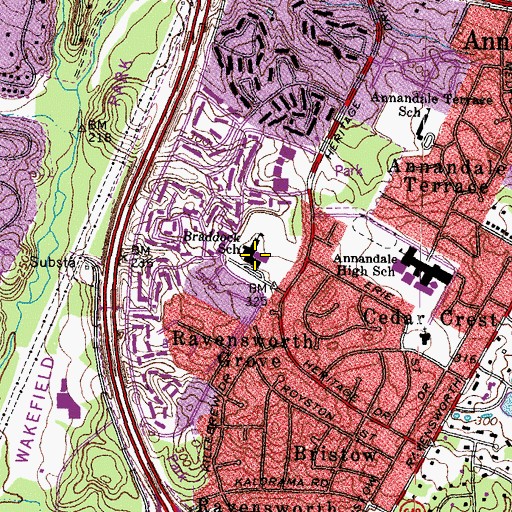 Topographic Map of Braddock Elementary School, VA