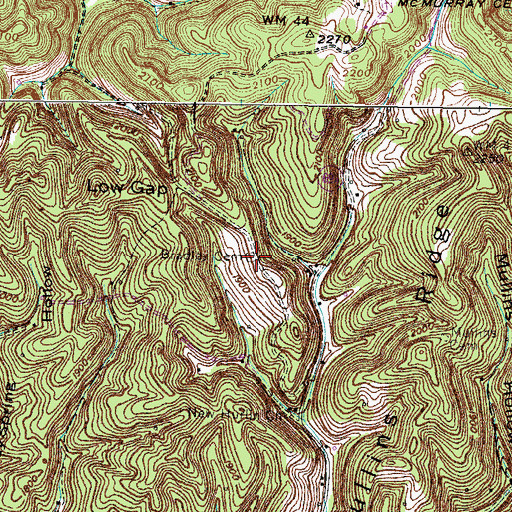 Topographic Map of Bradley Cemetery, VA