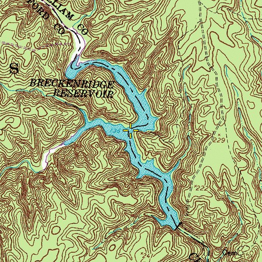 Topographic Map of Breckenridge Reservoir, VA