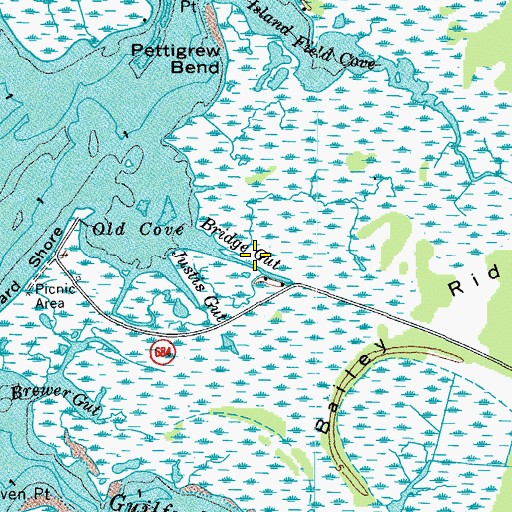Topographic Map of Bridge Gut, VA