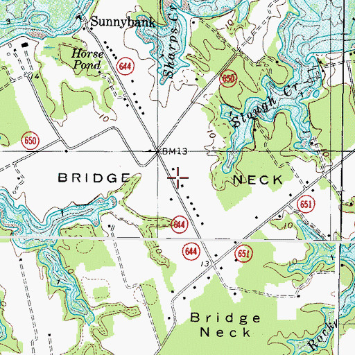 Topographic Map of Bridge Neck, VA