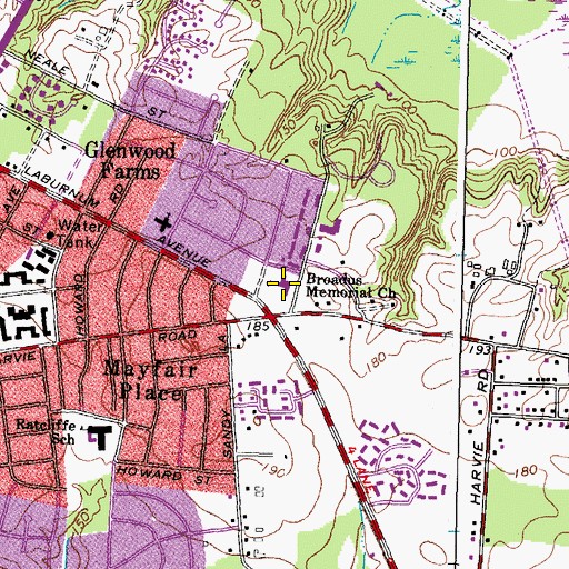 Topographic Map of Broadus Memorial Church, VA