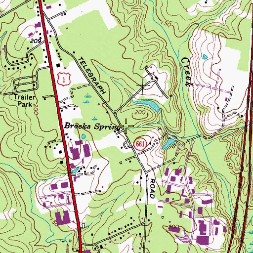 Topographic Map of Brocks Spring, VA