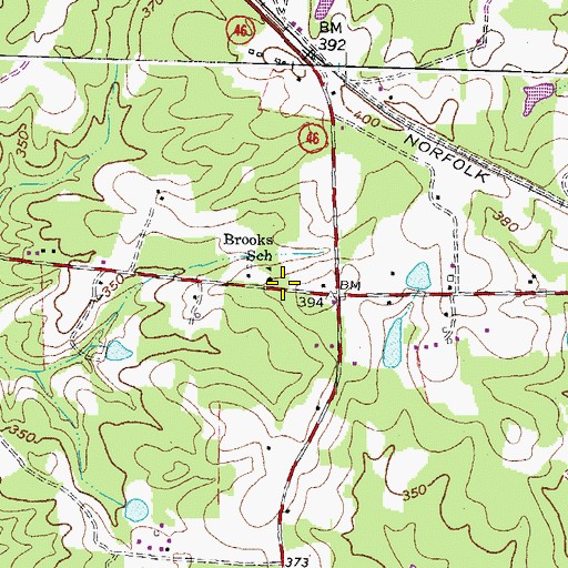 Topographic Map of Brooks School, VA