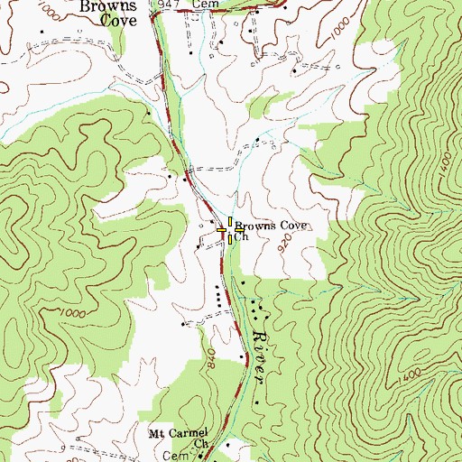 Topographic Map of Browns Cove Church, VA