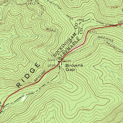 Topographic Map of Browns Gap, VA