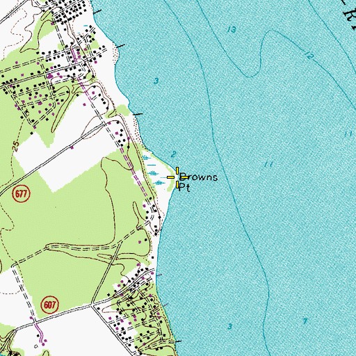 Topographic Map of Browns Point, VA