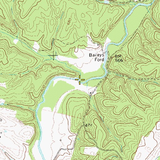 Topographic Map of Brush Creek, VA