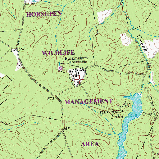 Topographic Map of Buckingham Tabernacle, VA