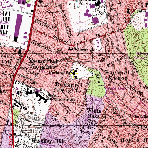 Topographic Map of Bucknell Elementary School, VA