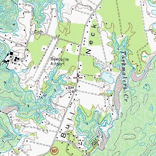 Topographic Map of Bull Neck, VA