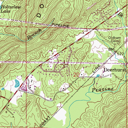 Topographic Map of Deer Springs Estates, AL